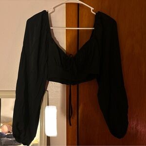 black flowy crop top